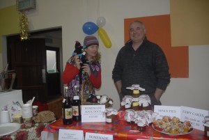 Judy and Staff with her homemade Sock Dog and preserves